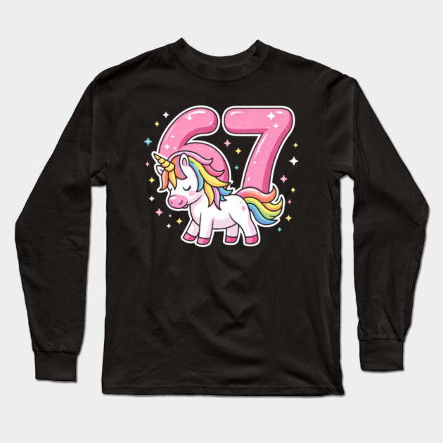 67 Unicorn Birthday Celebration Long Sleeve T-Shirt by ArtistTee ⭐⭐⭐⭐⭐