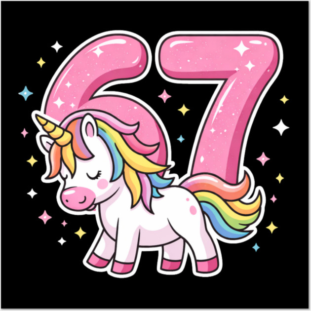 67 Unicorn Birthday Celebration Wall Art by ArtistTee ⭐⭐⭐⭐⭐