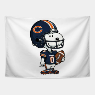 Snoopy Holding Football In chicago Jersey Tapestry