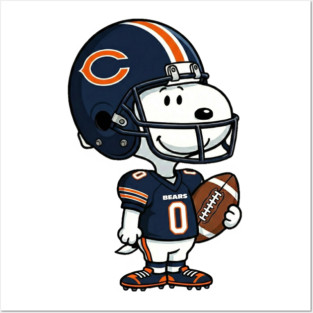 Snoopy Holding Football In chicago Jersey Posters and Art