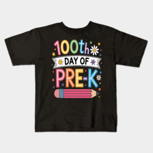 100 Days Of Pre-k Teacher Pencil 100 Days Smarter Girls Kid Kids T-Shirt