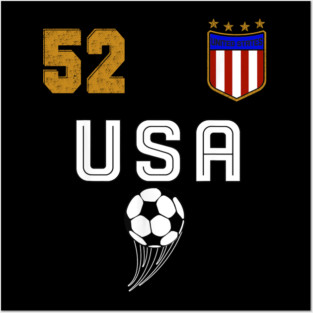 American USA Flag Soccer Jersey Favorite Lucky Number 52 Women Men Posters and Art