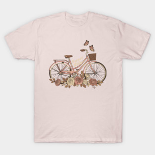 Sweet Ride Bicycle Art – Vintage Floral Bike Illustration T-Shirt