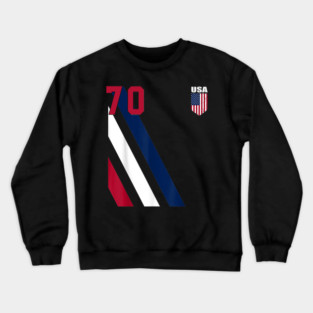 American USA Flag Soccer Jersey Favorite Lucky Number 70 Women Men Crewneck Sweatshirt