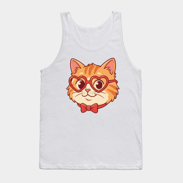 Valentine Cat Tank Top by Creatifly Graphic Tees