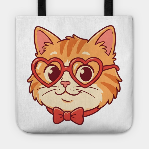 Valentine Cat Tote by Creatifly Graphic Tees