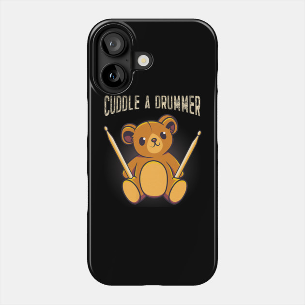 Cute Drummer Bear Drum Set Drumming Phone Case by yangho