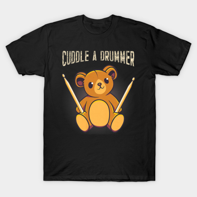 Cute Drummer Bear Drum Set Drumming T-Shirt by yangho