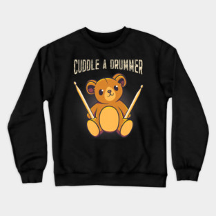 Cute Drummer Bear Drum Set Drumming Crewneck Sweatshirt