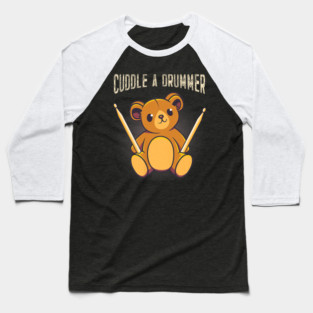 Cute Drummer Bear Drum Set Drumming Baseball T-Shirt