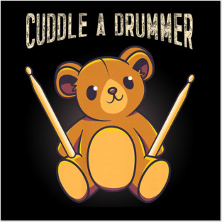 Cute Drummer Bear Drum Set Drumming Posters and Art