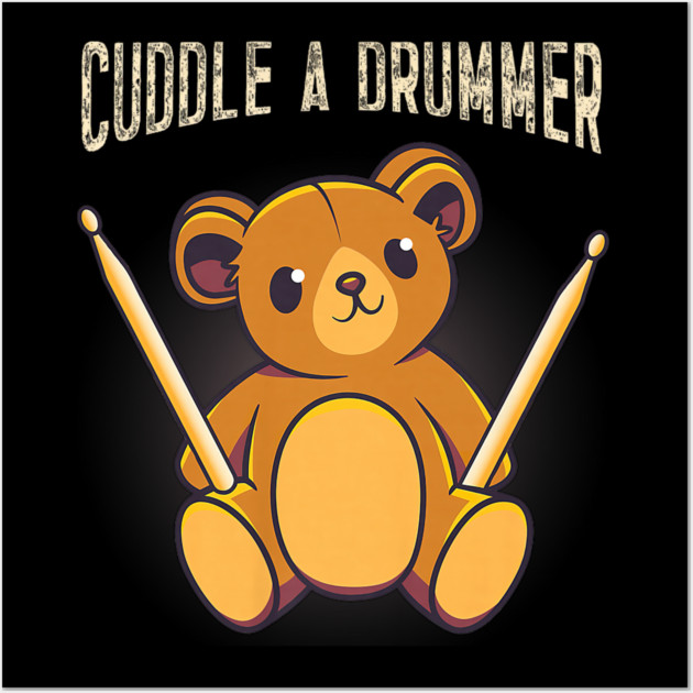 Cute Drummer Bear Drum Set Drumming Wall Art by yangho