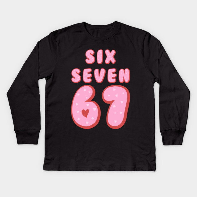 Six Seven 67 Heart Valentine's Day Kids Long Sleeve T-Shirt by Creatifly Graphic Tees