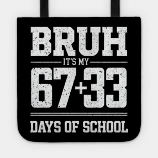 Bruh Its My 67 33 Days of School 100 Days Funny 6 7 Meme Tote