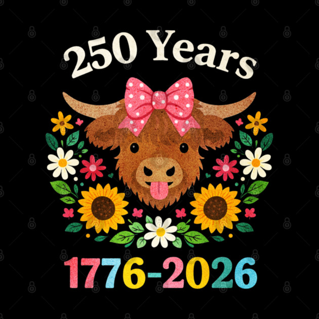 Funny Sarcasm Highland Cow Happy 250 Years America by shirtlux