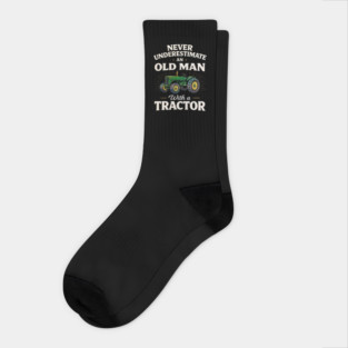 Never Underestimate an Old Man with a Tractor Farming Dad Socks
