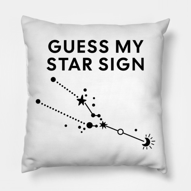 Guess My Star Sign – Taurus Zodiac, Astrology Constellation - Black Print Pillow by Designed By Marty
