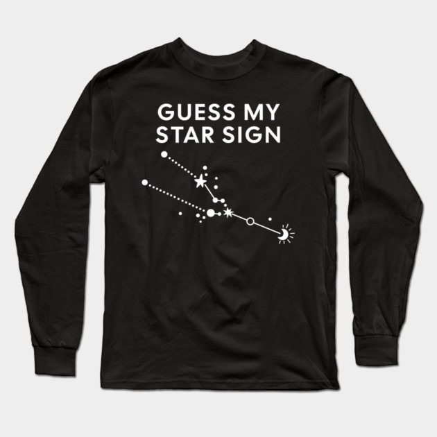 Guess My Star Sign – Taurus Zodiac, Astrology Constellation - White Print Long Sleeve T-Shirt by Designed By Marty