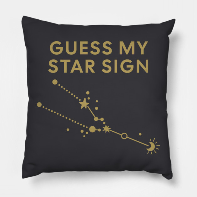Guess My Star Sign – Taurus Zodiac, Astrology Constellation - Antique Gold Print Pillow by Designed By Marty