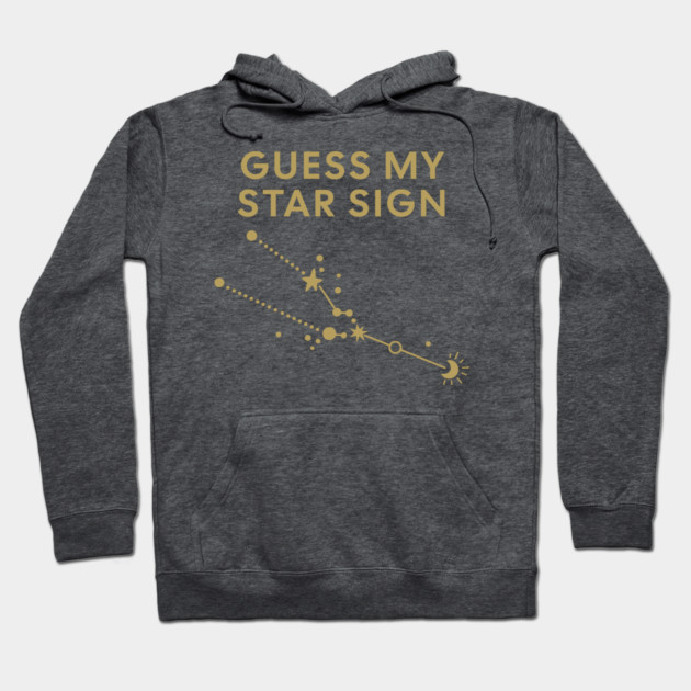 Guess My Star Sign – Taurus Zodiac, Astrology Constellation - Antique Gold Print Hoodie by Designed By Marty