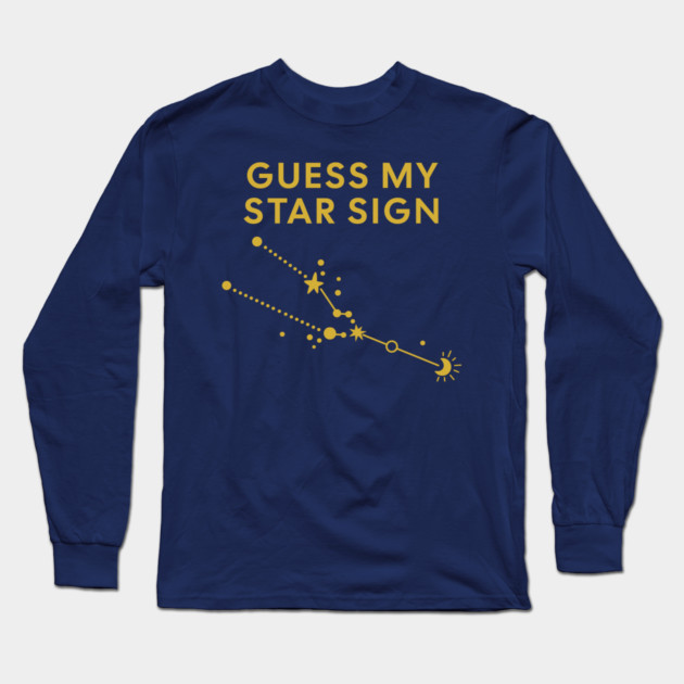 Guess My Star Sign – Taurus Zodiac, Astrology Constellation - Classic Gold Print Long Sleeve T-Shirt by Designed By Marty