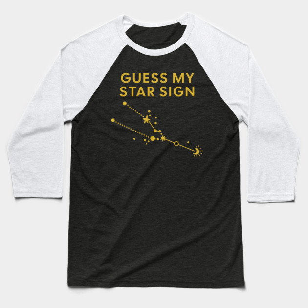 Guess My Star Sign – Taurus Zodiac, Astrology Constellation - Classic Gold Print Baseball T-Shirt by Designed By Marty