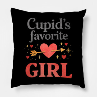 Cute Cupid Favorite Girl Valentine Funny Romantic Heart Theme Pillow