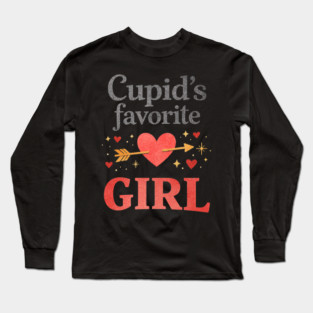 Cute Cupid Favorite Girl Valentine Funny Romantic Heart Theme Long Sleeve T-Shirt