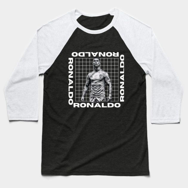 "Ronaldo: The Goal Machine" Baseball T-Shirt by Muhammad Naveed Khan