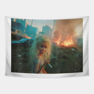 Funny Smoking Tired Doll Meme Tapestry