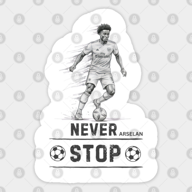 Arsenal: Never Stop" Sticker by Muhammad Naveed Khan
