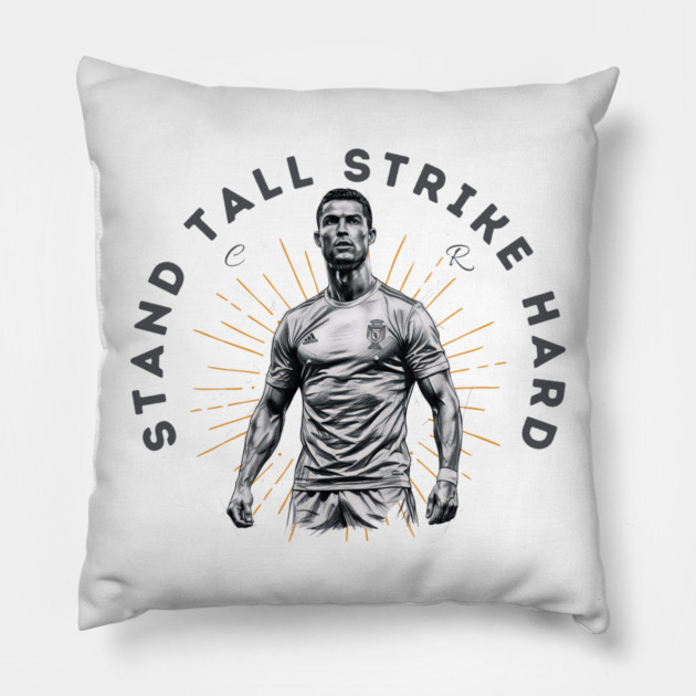 "Cristiano Ronaldo: Stand Tall, Strike Hard" Pillow by Muhammad Naveed Khan