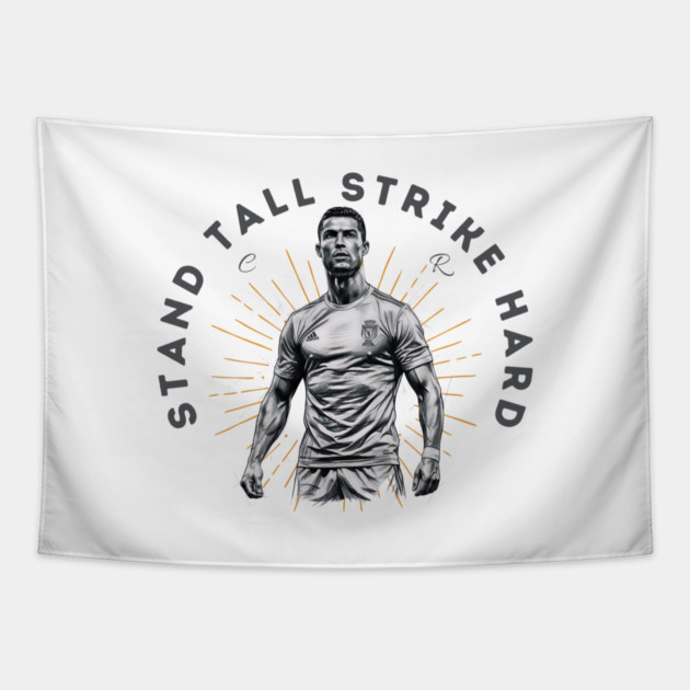 "Cristiano Ronaldo: Stand Tall, Strike Hard" Tapestry by Muhammad Naveed Khan