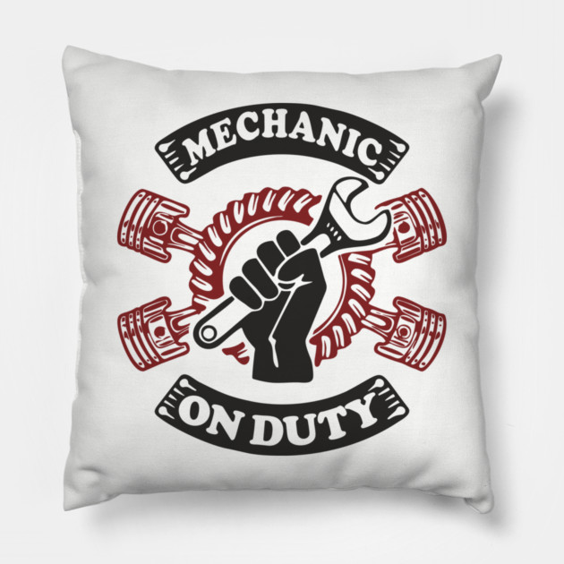 Mechanic On Duty Garage Life Car Repair Pillow by Anticorporati