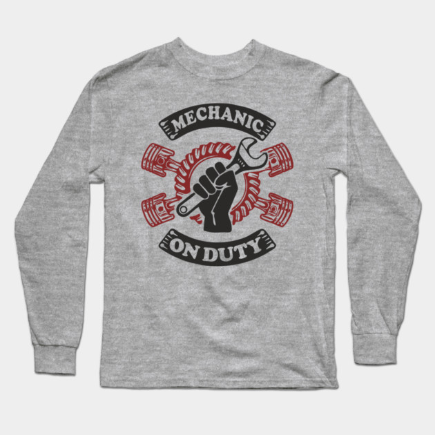 Mechanic On Duty Garage Life Car Repair Long Sleeve T-Shirt by Anticorporati