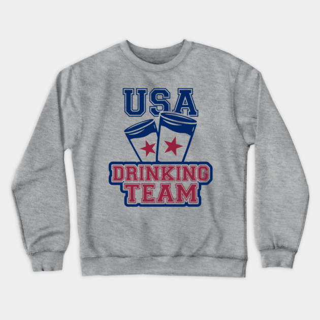 USA Drinking Team Booze Bro Humor Crewneck Sweatshirt by Anticorporati