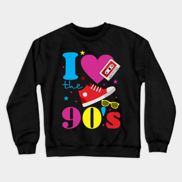 I Love The 90s Nostalgia Retro Pop Culture Crewneck Sweatshirt by Anticorporati
