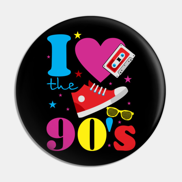 I Love The 90s Nostalgia Retro Pop Culture Pin by Anticorporati