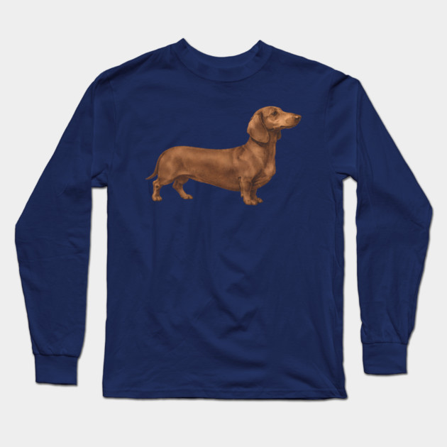Vintage Dachshund Classic Sausage Dog Art Long Sleeve T-Shirt by DonWillisJrArt