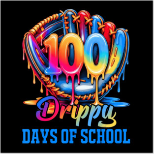 100 Drippy Days Of School Baseball Ice Cream Celebration Design Posters and Art