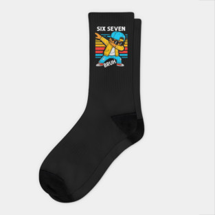 Dabbing Six Seven Bruh 67 Meme 6 7 Numbers Funny Socks