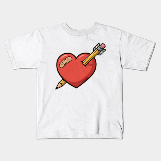 Heart Pencil Arrow Cute Valentine Kids T-Shirt by Creatifly Graphic Tees