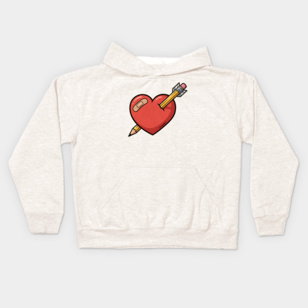 Heart Pencil Arrow Cute Valentine Kids Hoodie by Creatifly Graphic Tees