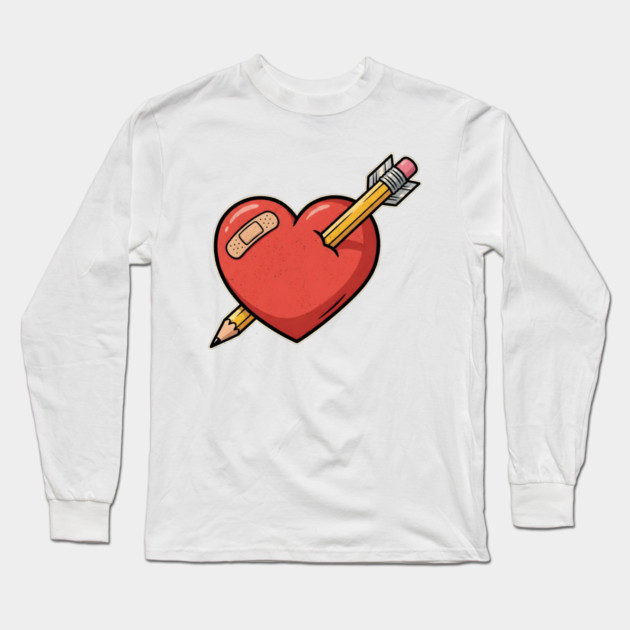 Heart Pencil Arrow Cute Valentine Long Sleeve T-Shirt by Creatifly Graphic Tees