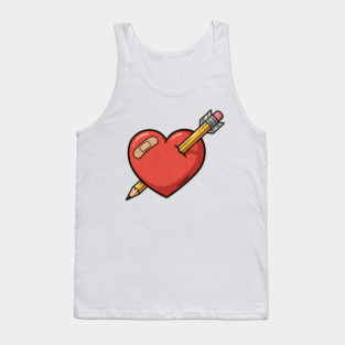 Heart Pencil Arrow Cute Valentine Tank Top