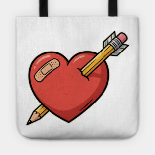 Heart Pencil Arrow Cute Valentine Tote