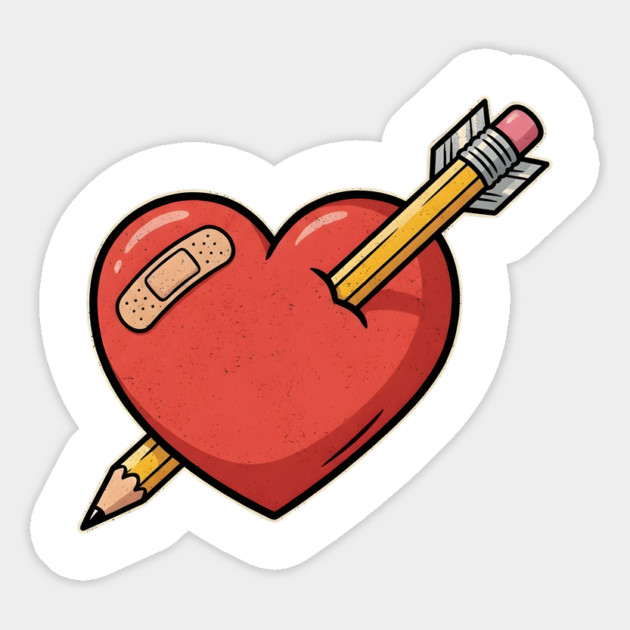 Heart Pencil Arrow Cute Valentine Magnet by Creatifly Graphic Tees