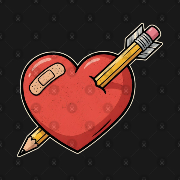 Heart Pencil Arrow Cute Valentine by Creatifly Graphic Tees
