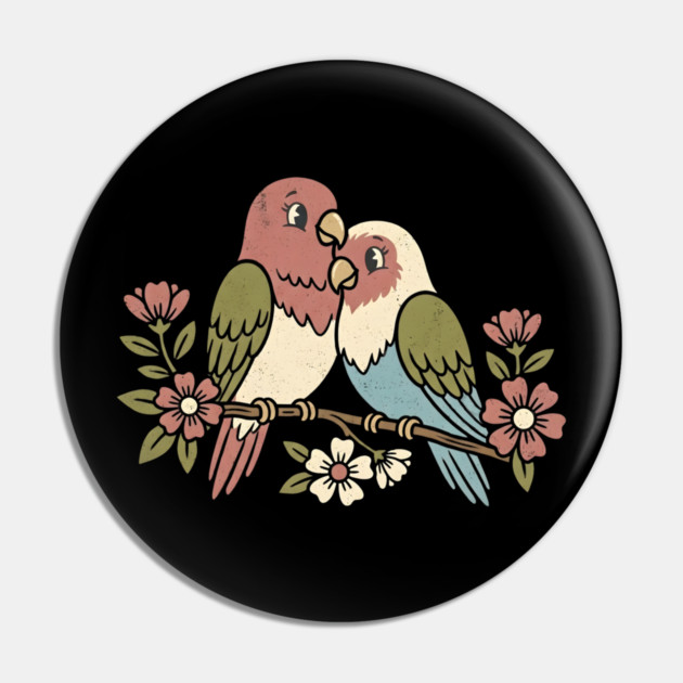 Lovebird Couple Pin by Creatifly Graphic Tees