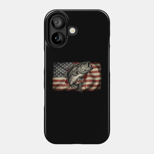 American Flag Bass Fishing Patriotic Angler Phone Case by ArtistTee ⭐⭐⭐⭐⭐